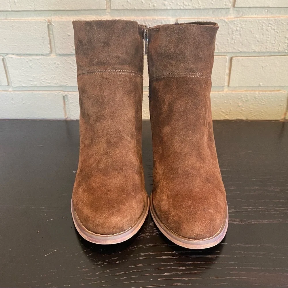 Sole Society Alexi Womens Wedge Bootie Ankle Boots Brown Suede Size 8.5